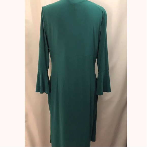 LAUREN RALPH LAUREN DRESS Faux Wrap Dress, Green - Picture 7 of 8